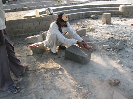 Working on the Memorial Tower.